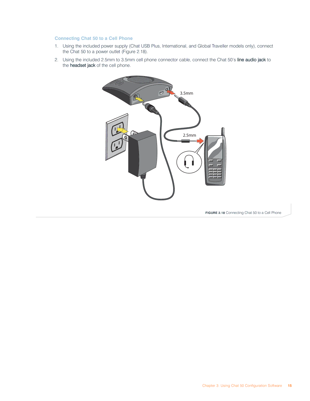 ClearOne comm user manual Connecting Chat 50 to a Cell Phone 