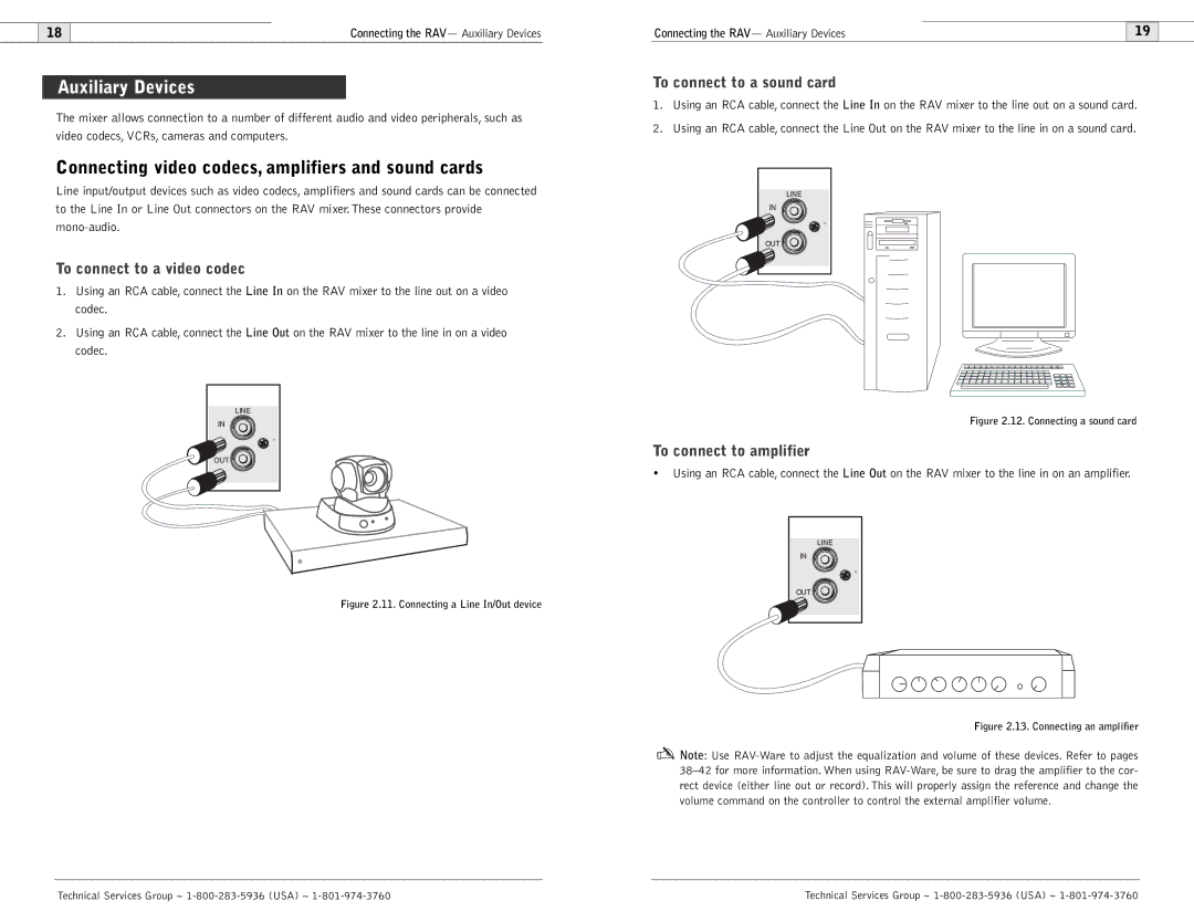 ClearOne comm 600, 900 Auxiliary Devices, Connecting video codecs, amplifiers and sound cards, To connect to a video codec 