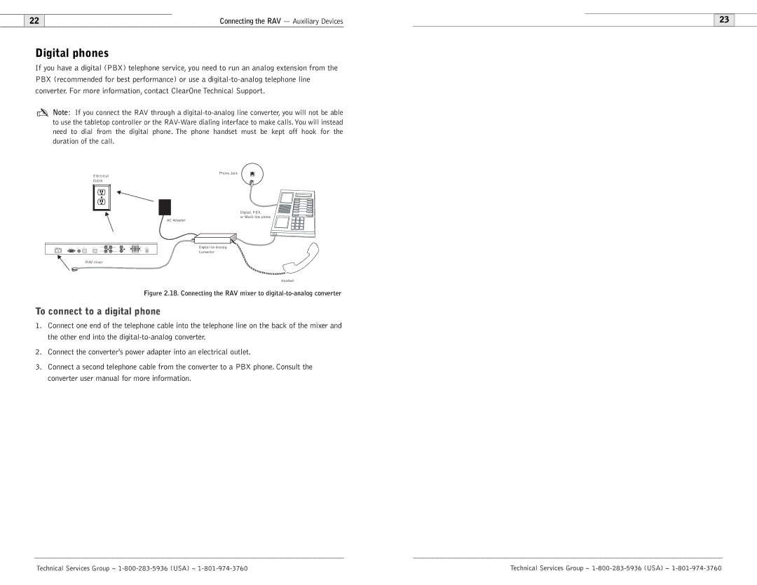 ClearOne comm 600, 900 user manual Digital phones, To connect to a digital phone 