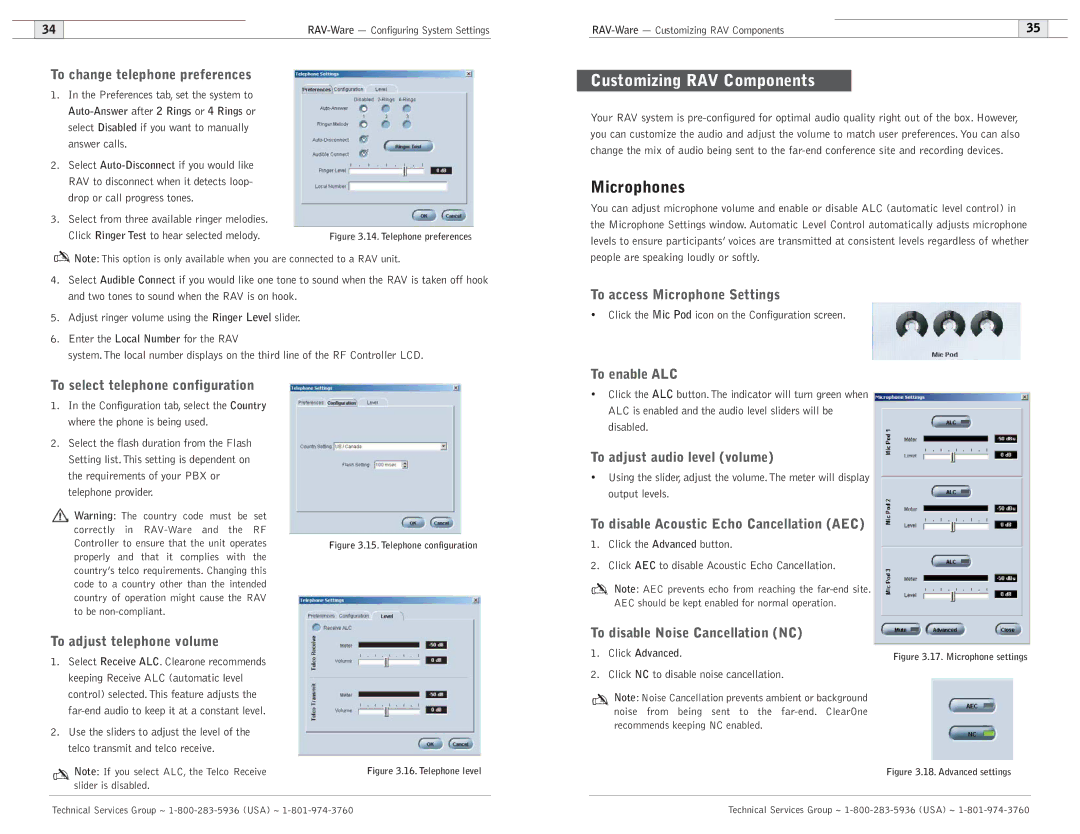 ClearOne comm 600, 900 user manual Customizing RAV Components, Microphones 