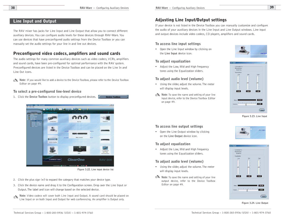 ClearOne comm 600, 900 user manual Line Input and Output, Preconfigured video codecs, amplifiers and sound cards 