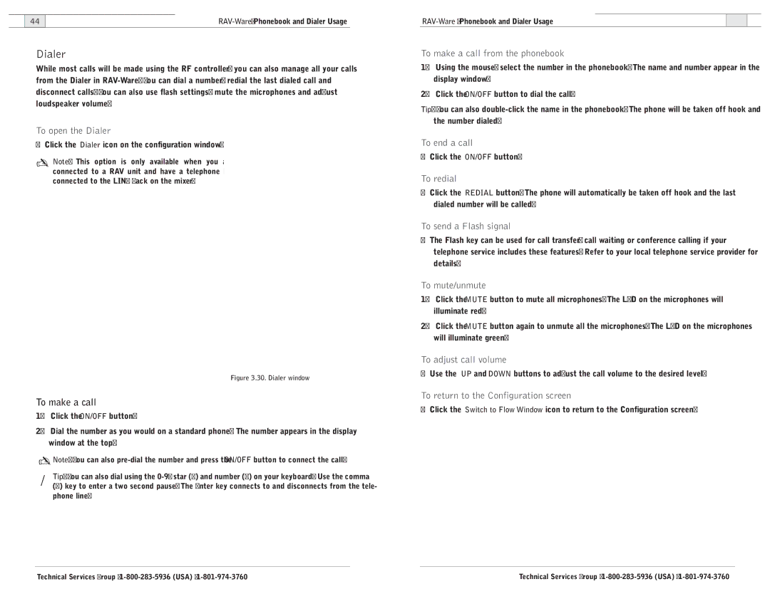 ClearOne comm 900, 600 user manual Dialer 