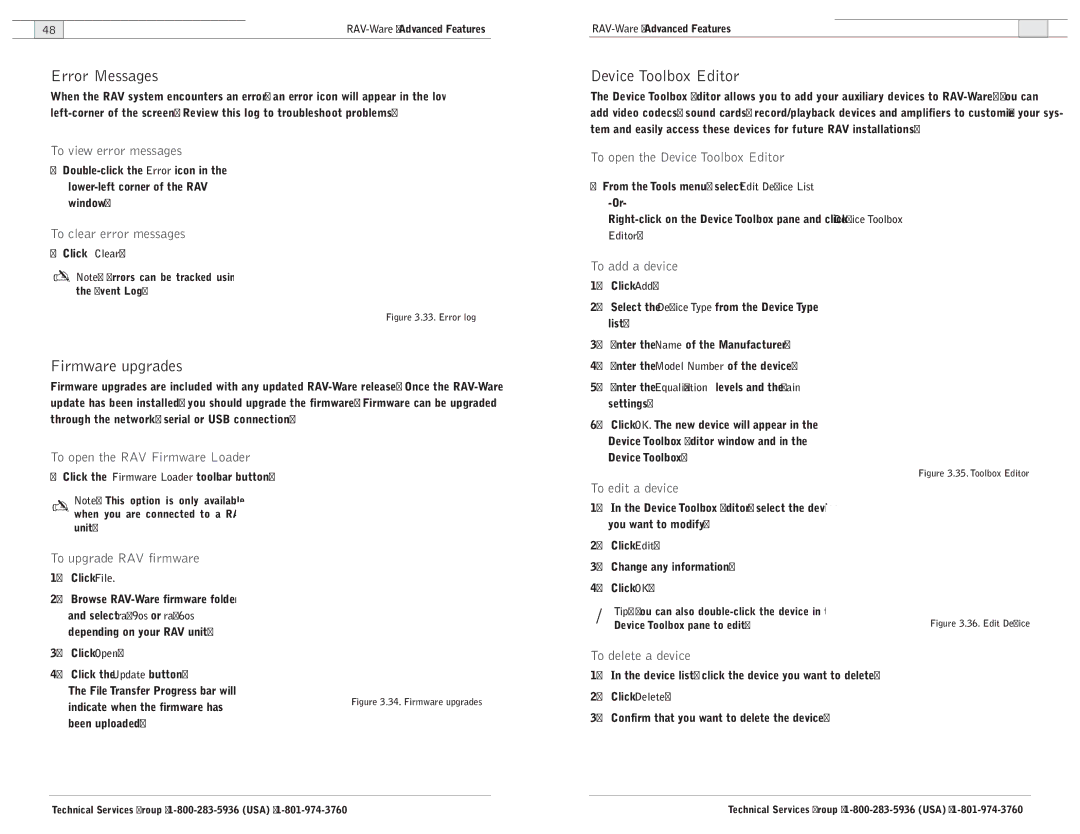 ClearOne comm 900, 600 user manual Error Messages, Firmware upgrades, Device Toolbox Editor 