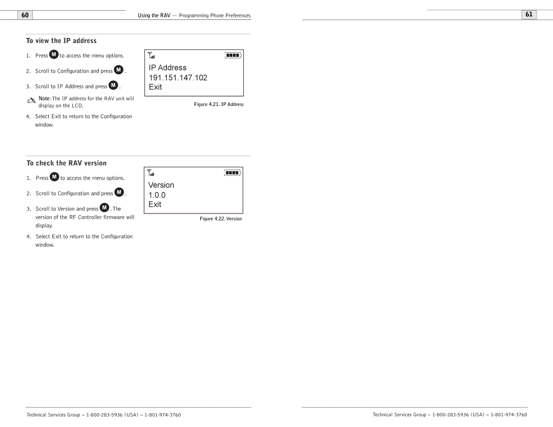 ClearOne comm 900, 600 user manual To view the IP address, To check the RAV version 