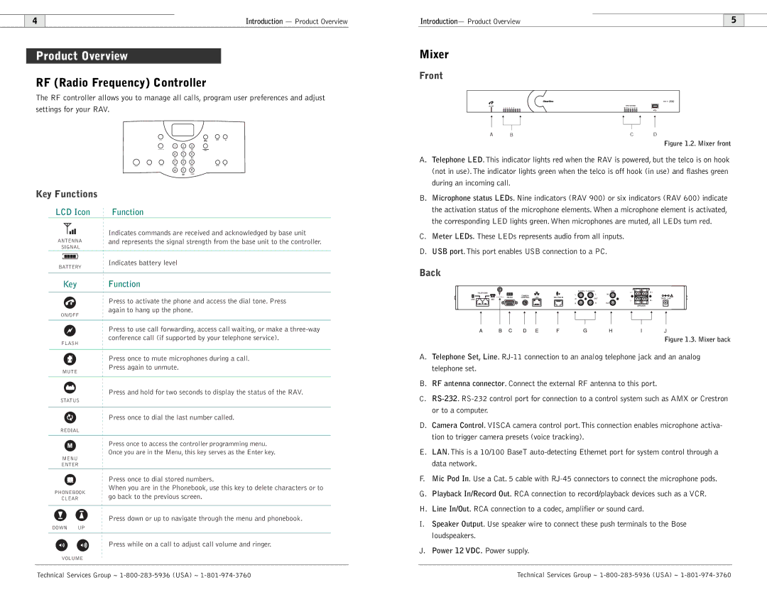 ClearOne comm 900, 600 user manual Product Overview, RF Radio Frequency Controller, Mixer 