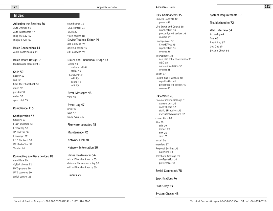 ClearOne comm 900, 600 user manual Index 