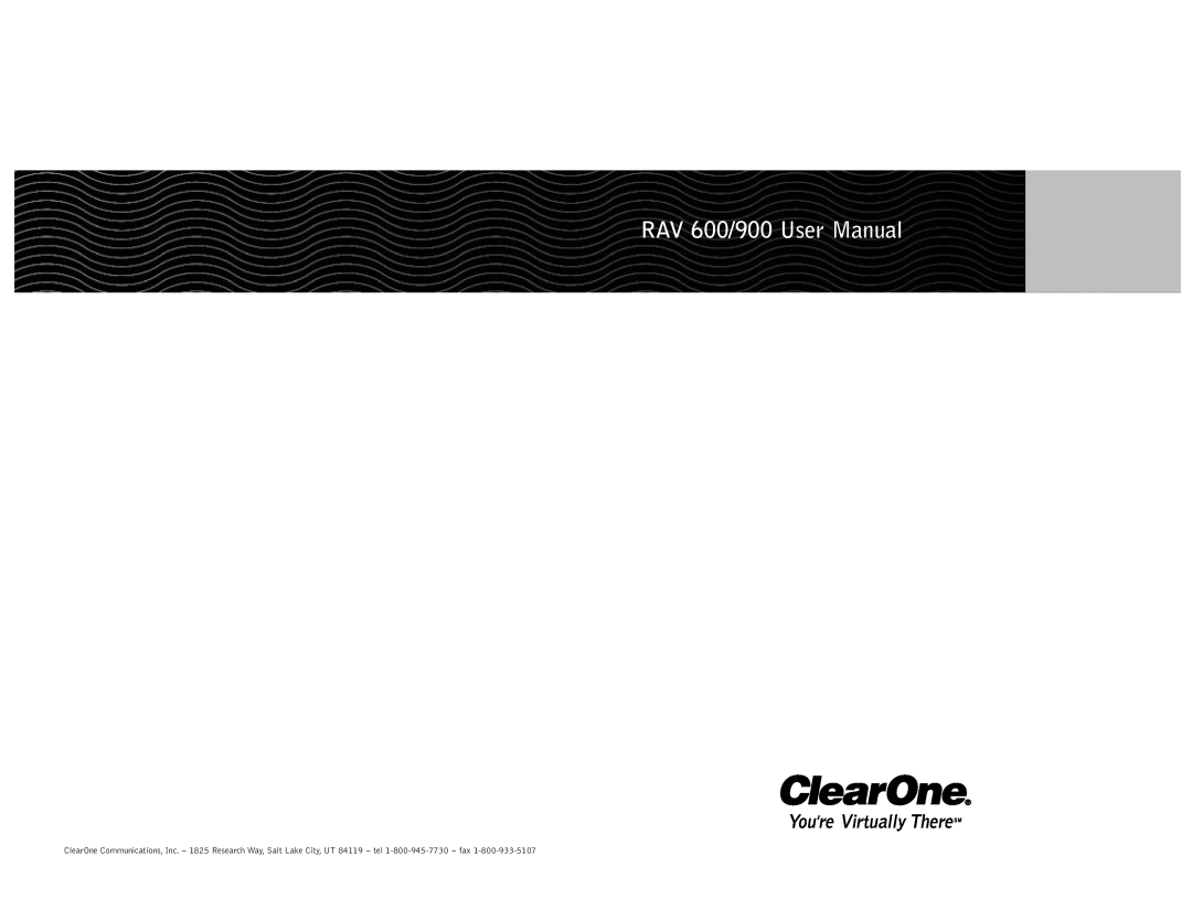 ClearOne comm 900, 600 user manual 