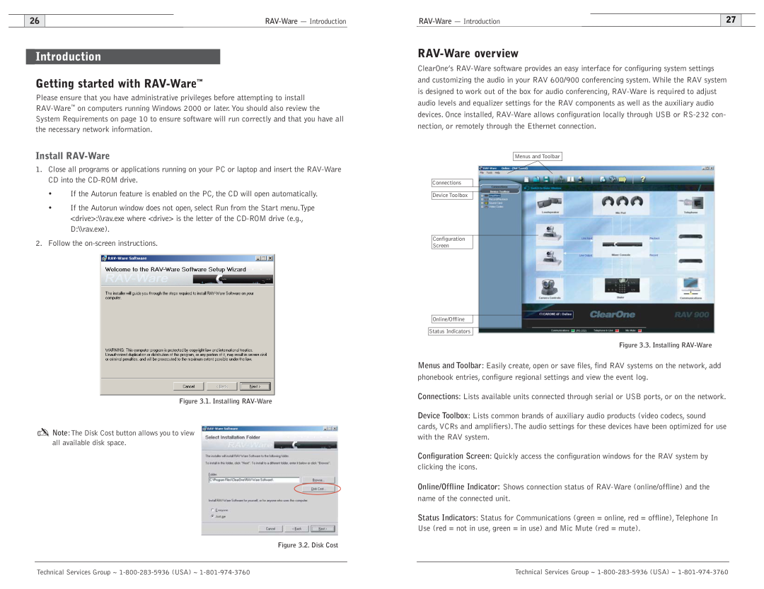 ClearOne comm 600, 900 user manual Introduction, Getting started with RAV-Ware, RAV-Ware overview, Install RAV-Ware 