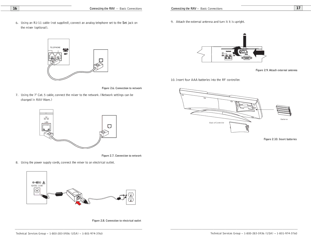 ClearOne comm 600/900 user manual Insert four AAA batteries into the RF controller, Attach external antenna 