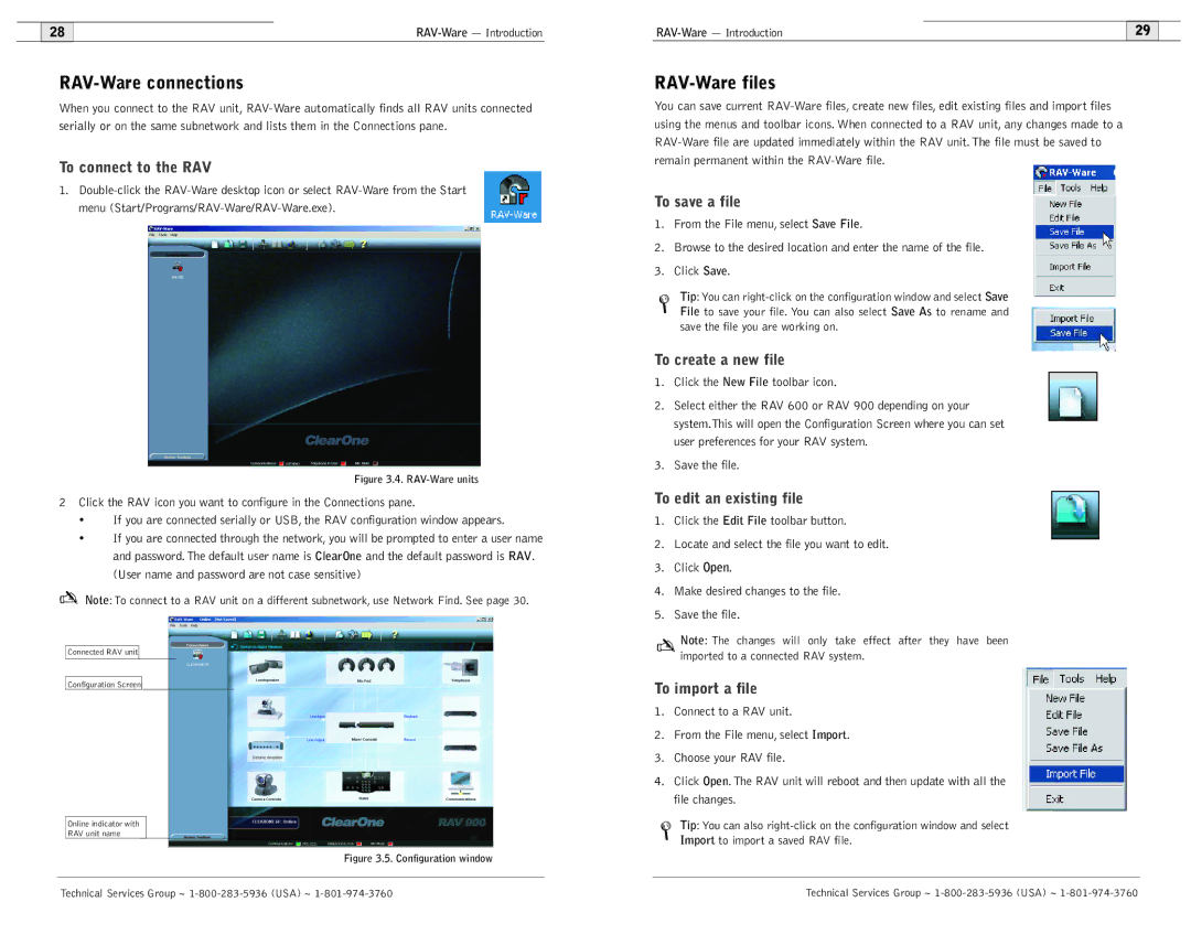 ClearOne comm 600/900 user manual RAV-Ware connections, RAV-Ware files 