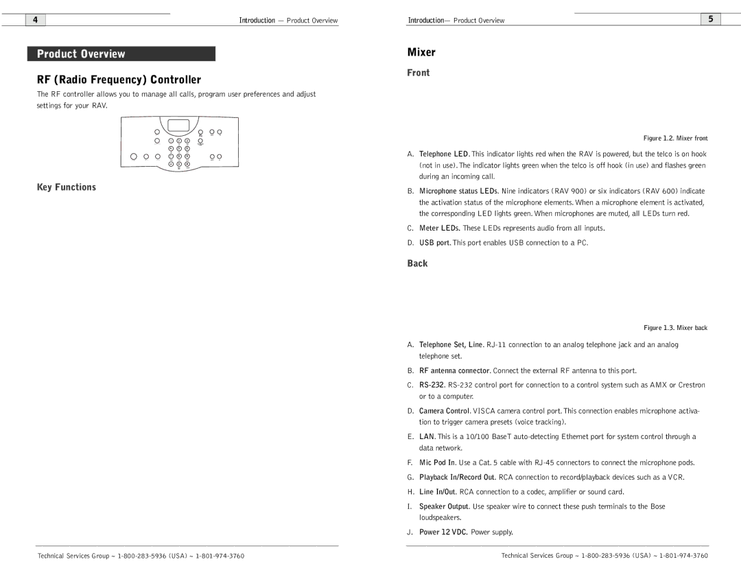 ClearOne comm 600/900 user manual Product Overview, RF Radio Frequency Controller, Mixer 