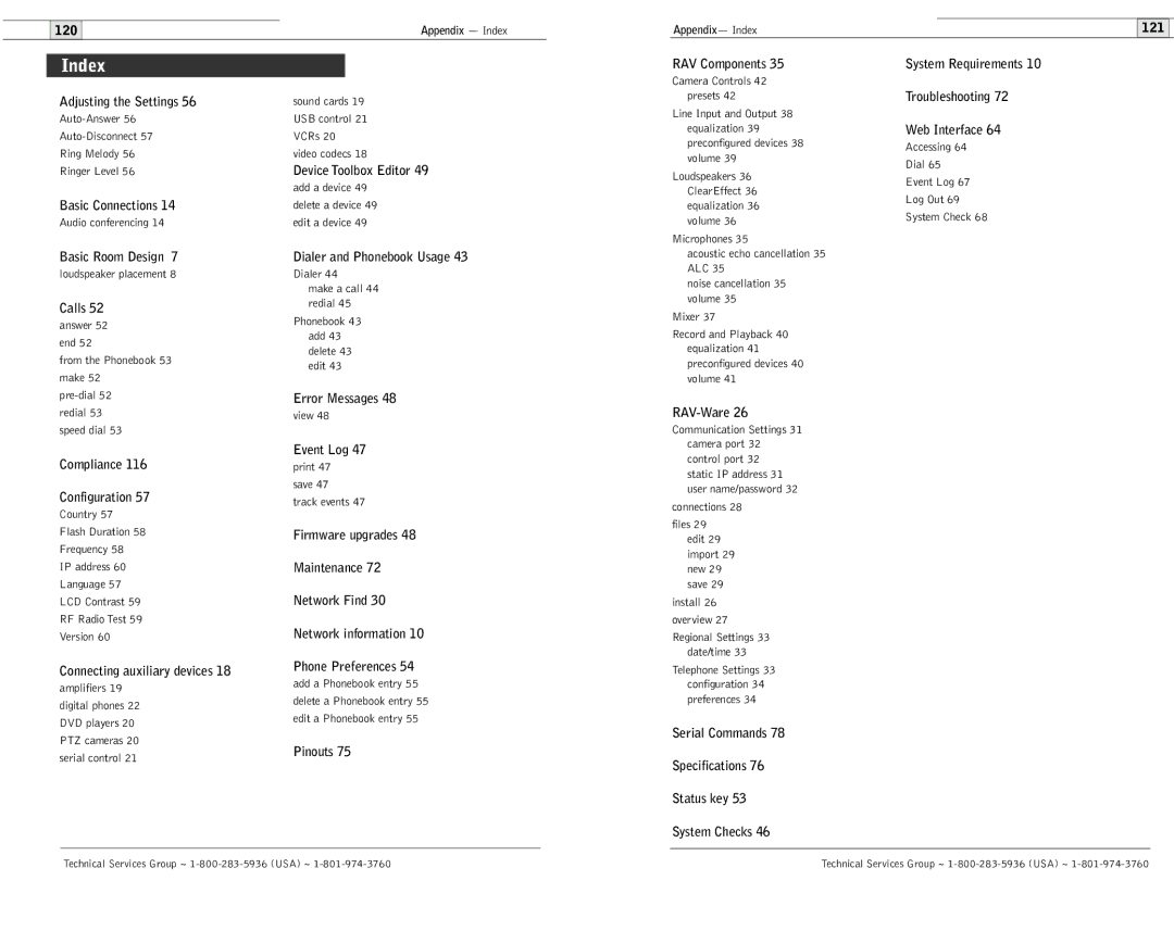 ClearOne comm 600/900 user manual Index 