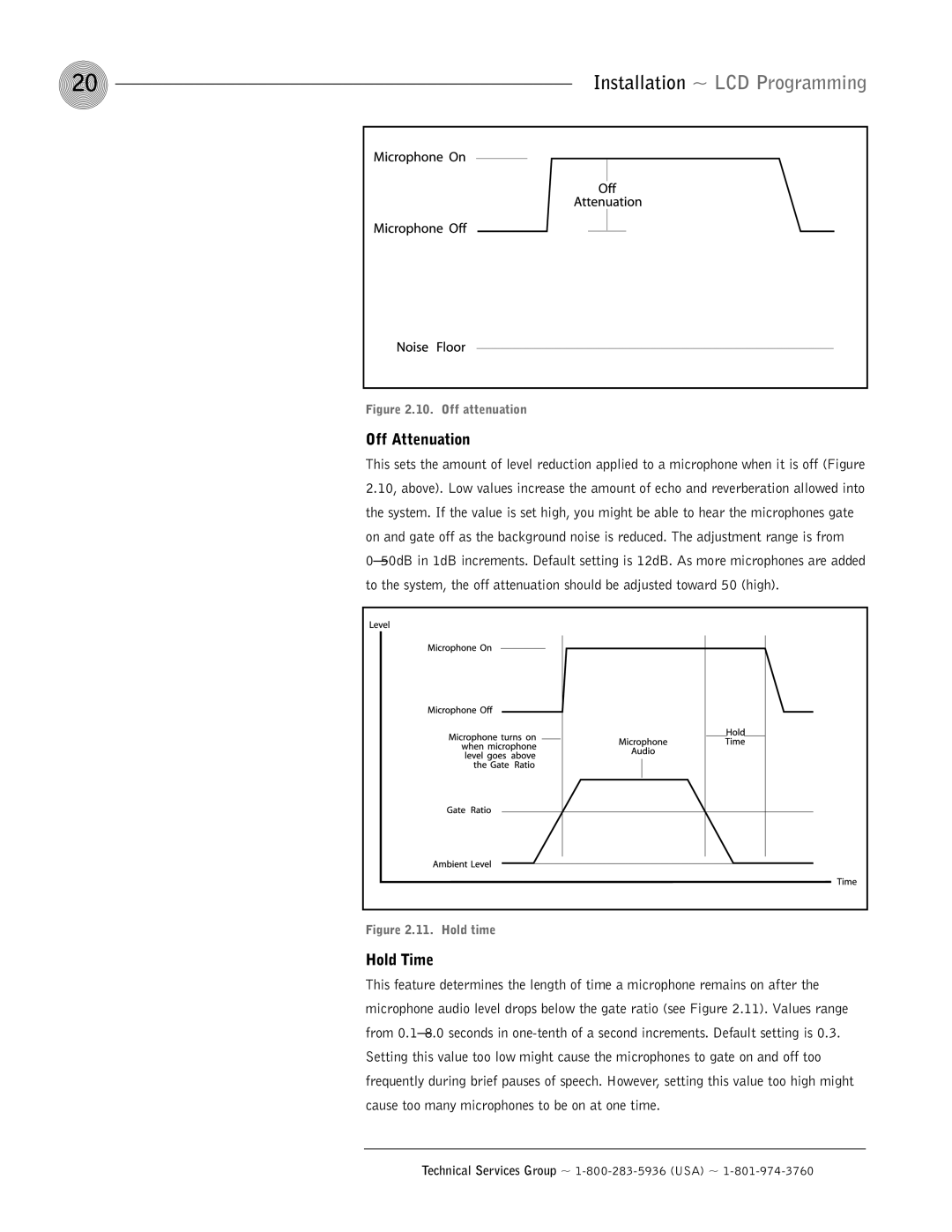 ClearOne comm AP400 operation manual Off Attenuation, Hold Time 