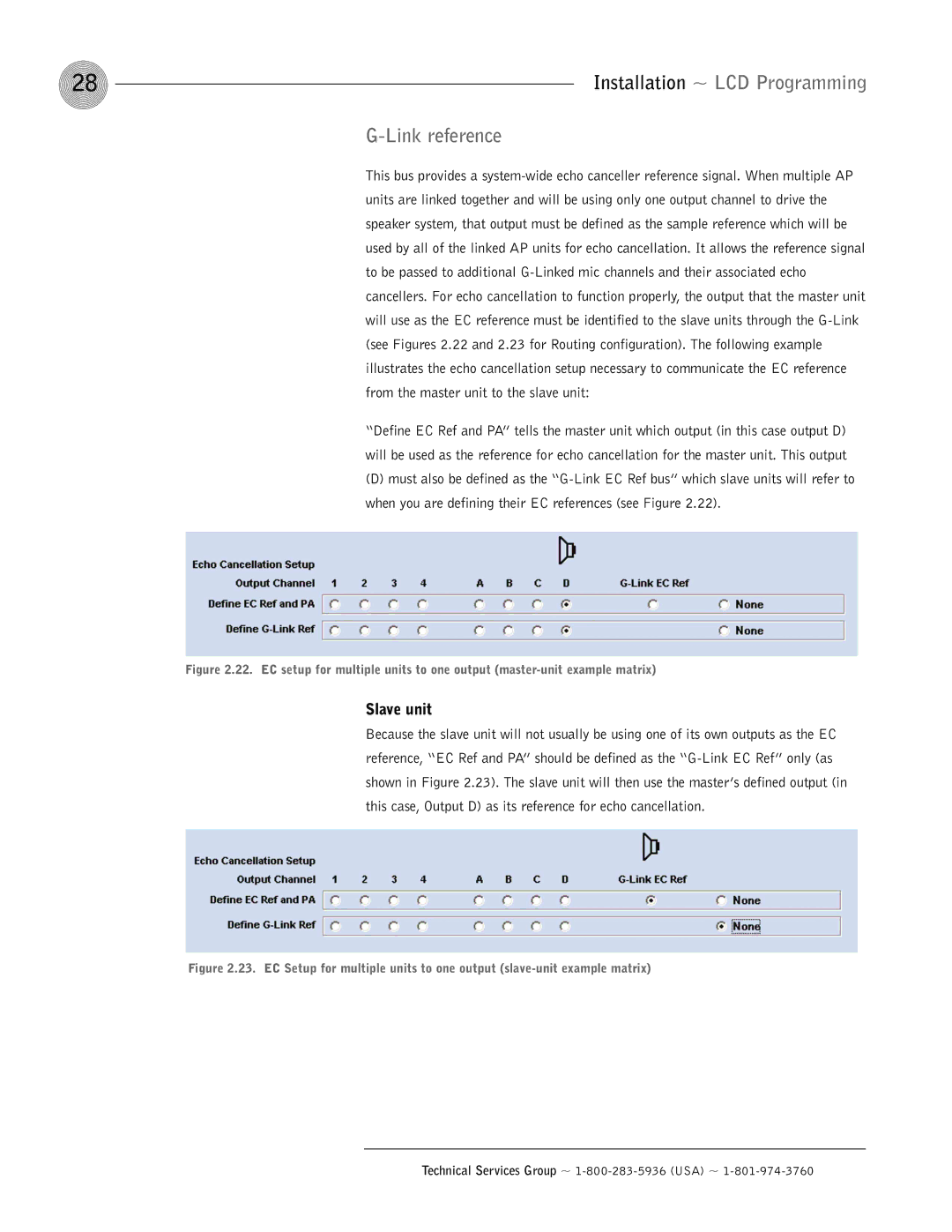 ClearOne comm AP400 operation manual Link reference, Slave unit 