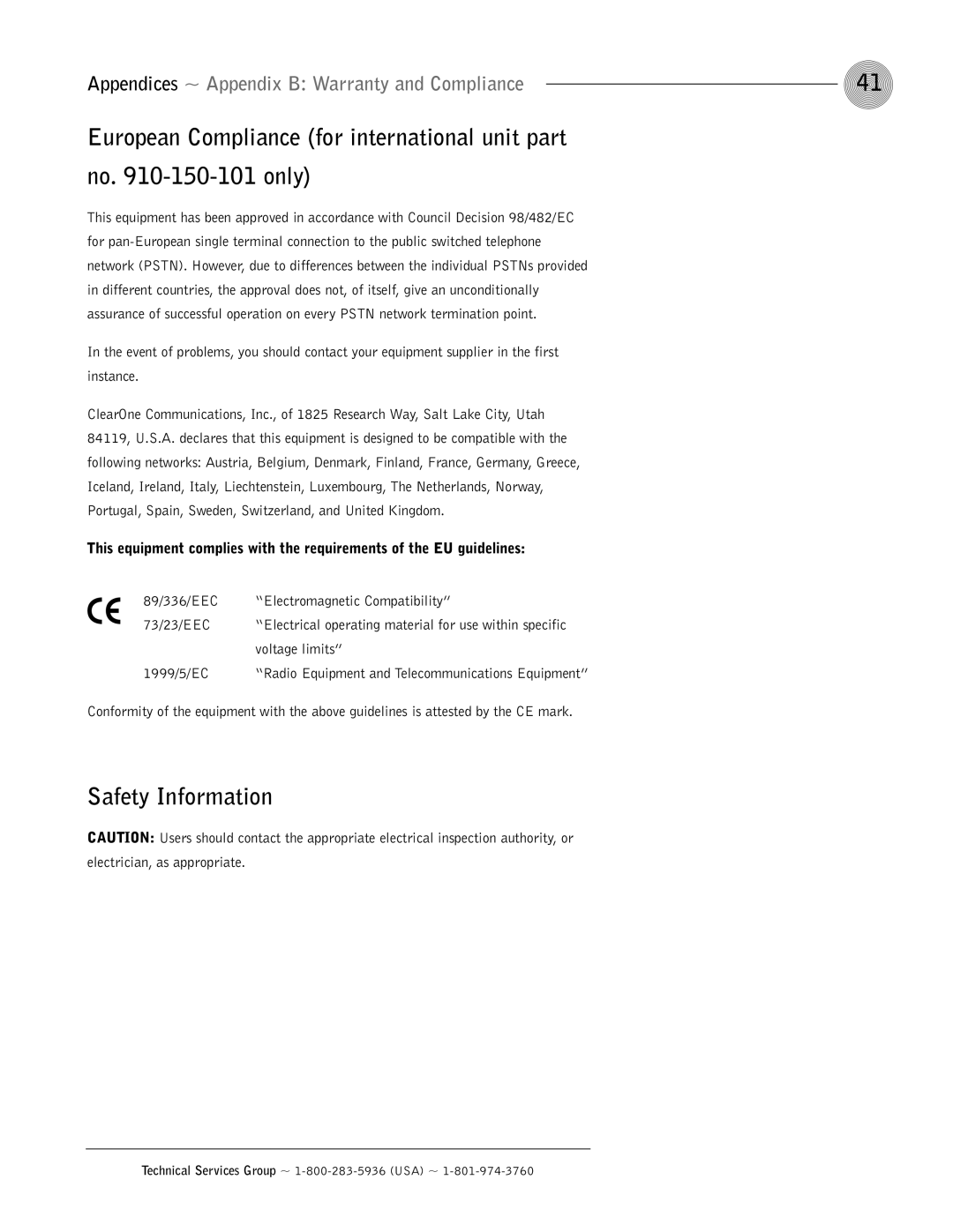 ClearOne comm AP400 operation manual Safety Information 