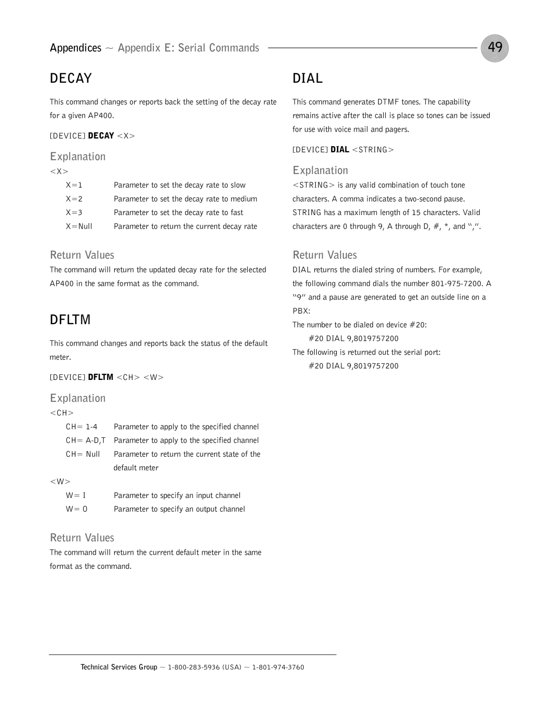 ClearOne comm AP400 operation manual Decay, Dial, Dfltm 