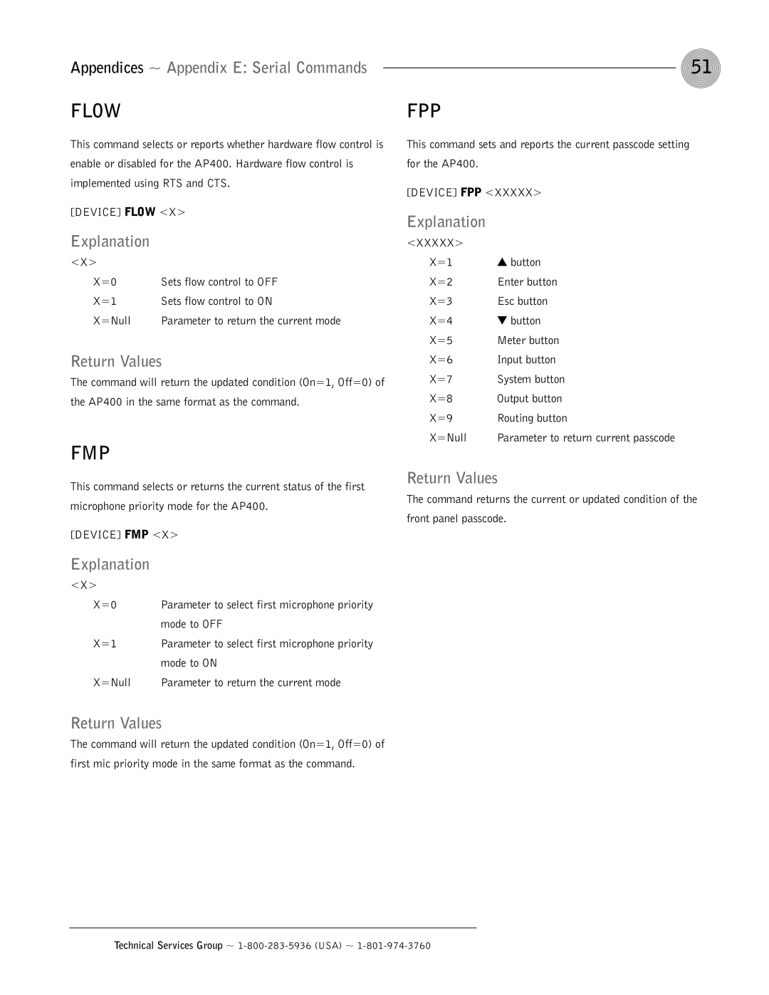 ClearOne comm AP400 operation manual Flow, Fmp, Fpp 