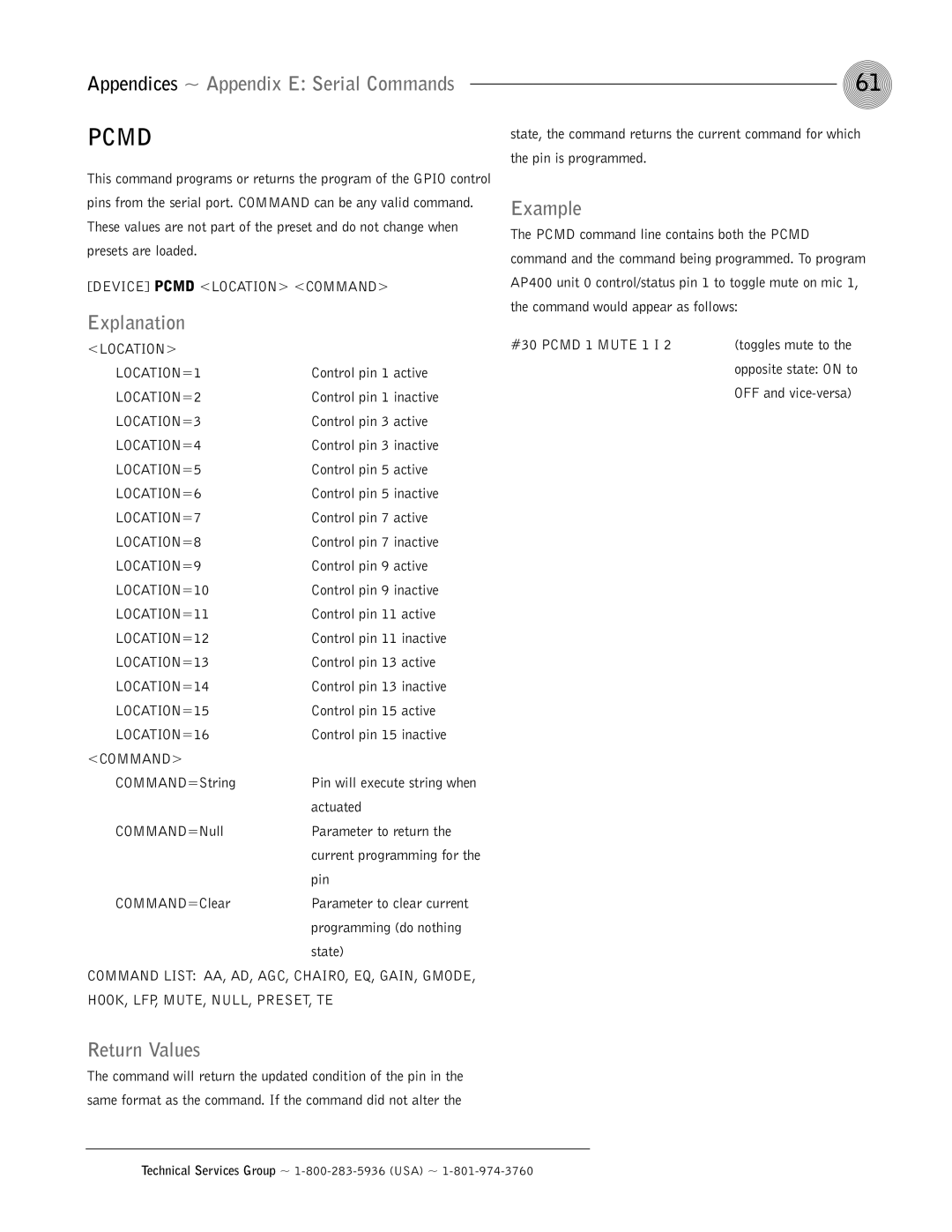 ClearOne comm AP400 operation manual Example 