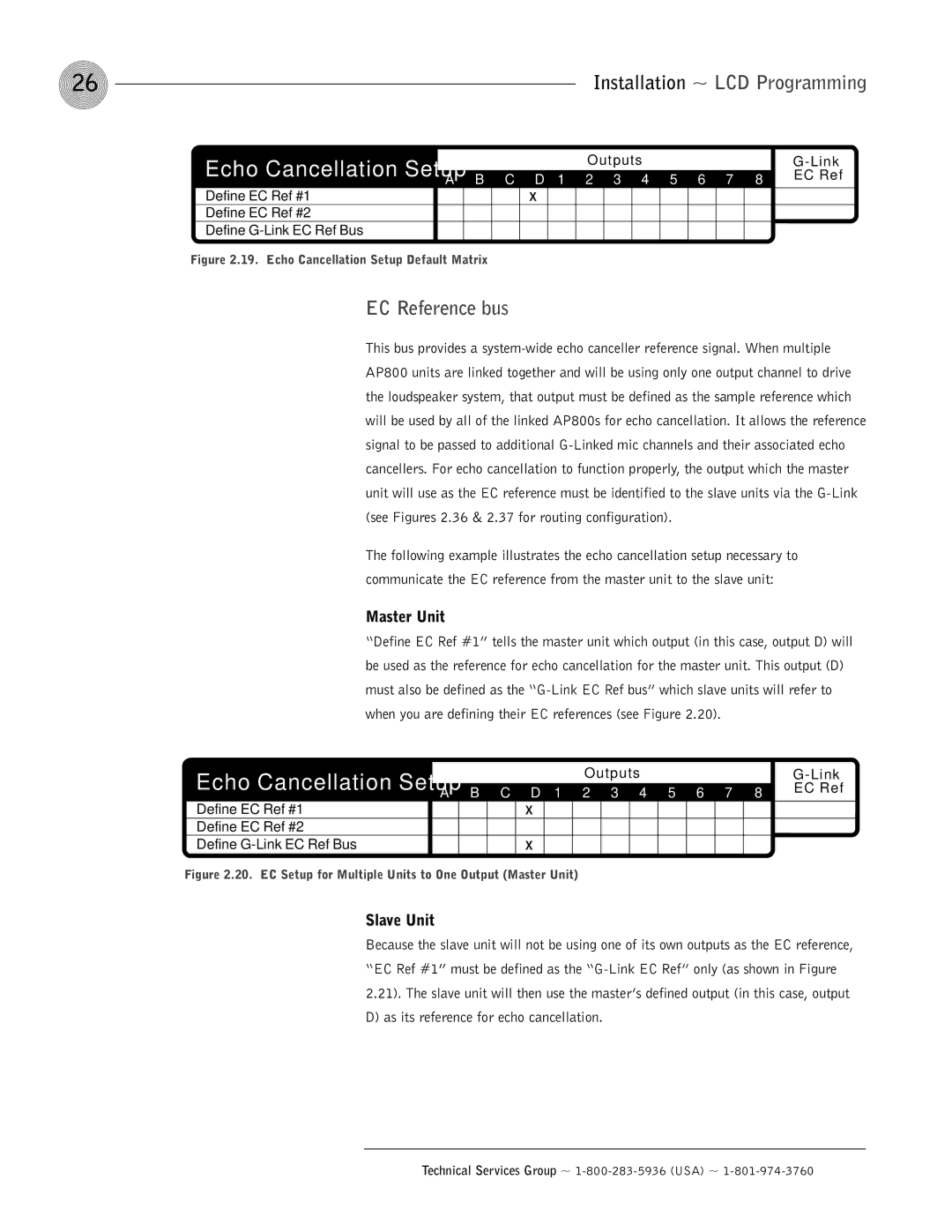 ClearOne comm AP800 operation manual EC Reference bus, Master Unit, Slave Unit 