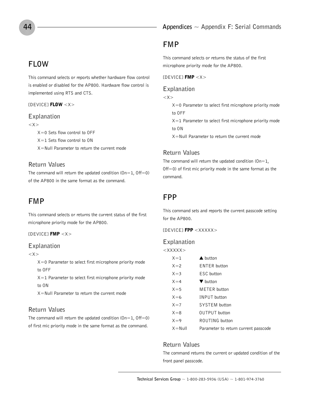 ClearOne comm AP800 operation manual Flow, Fmp, Fpp 