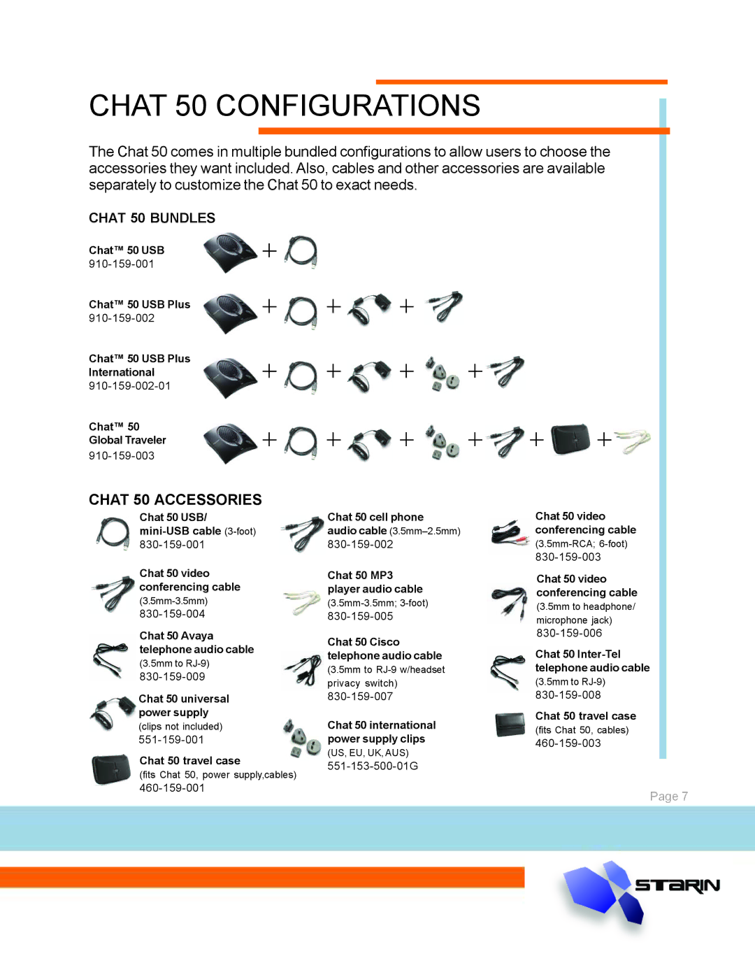 ClearOne comm Audio Conferencing manual Chat 50 Configurations, Chat 50 Accessories 