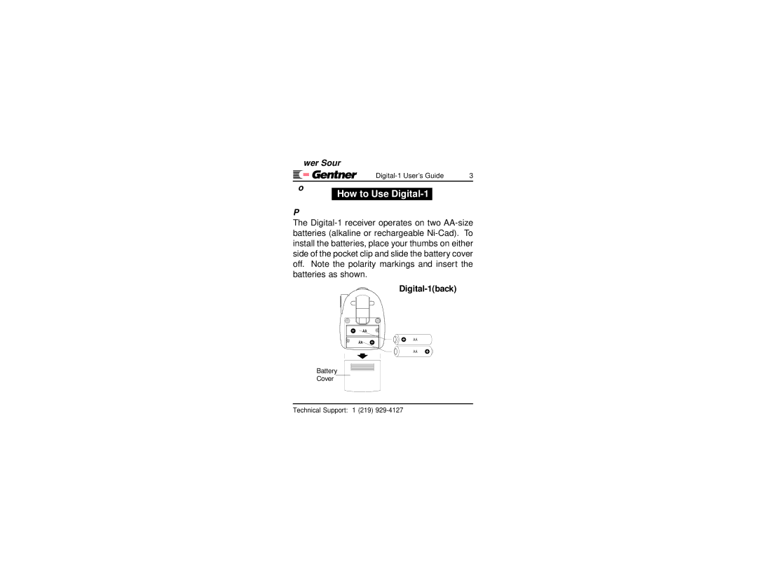 ClearOne comm Battery manual How to Use Digital-1, Wer Sour 