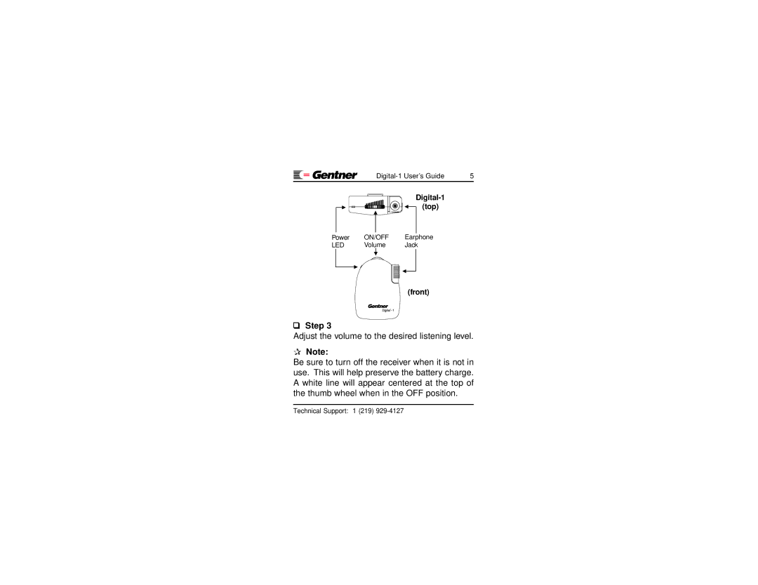 ClearOne comm Battery manual Digital-1 Top 