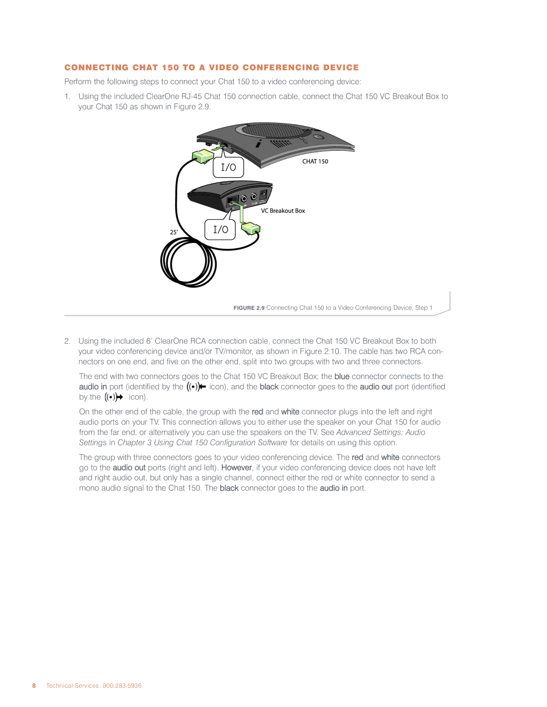 ClearOne comm CHAT 150 user manual Connecting Chat 150 to a Video Conferencing Device 