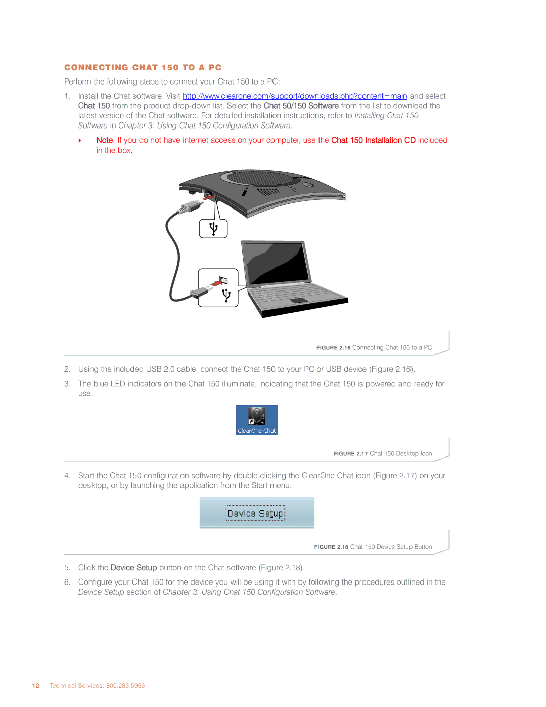 ClearOne comm CHAT 150 user manual Connecting Chat 150 to a PC 