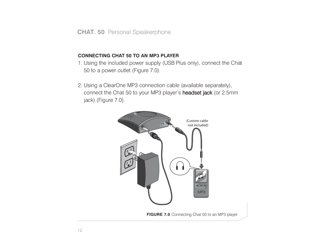 ClearOne comm quick start Connecting Chat 50 to AN MP3 Player 