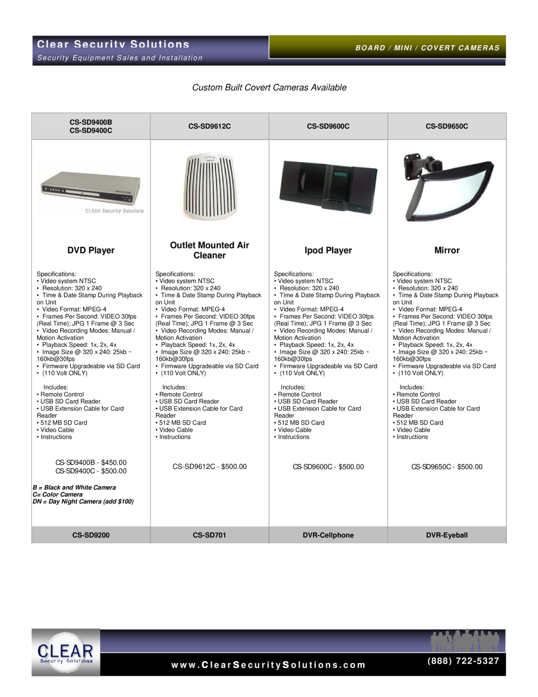 ClearOne comm CS-MC-35A, CS-MC-36A, CS-MC-21A manual DVD Player Outlet Mounted Air, Mirror 