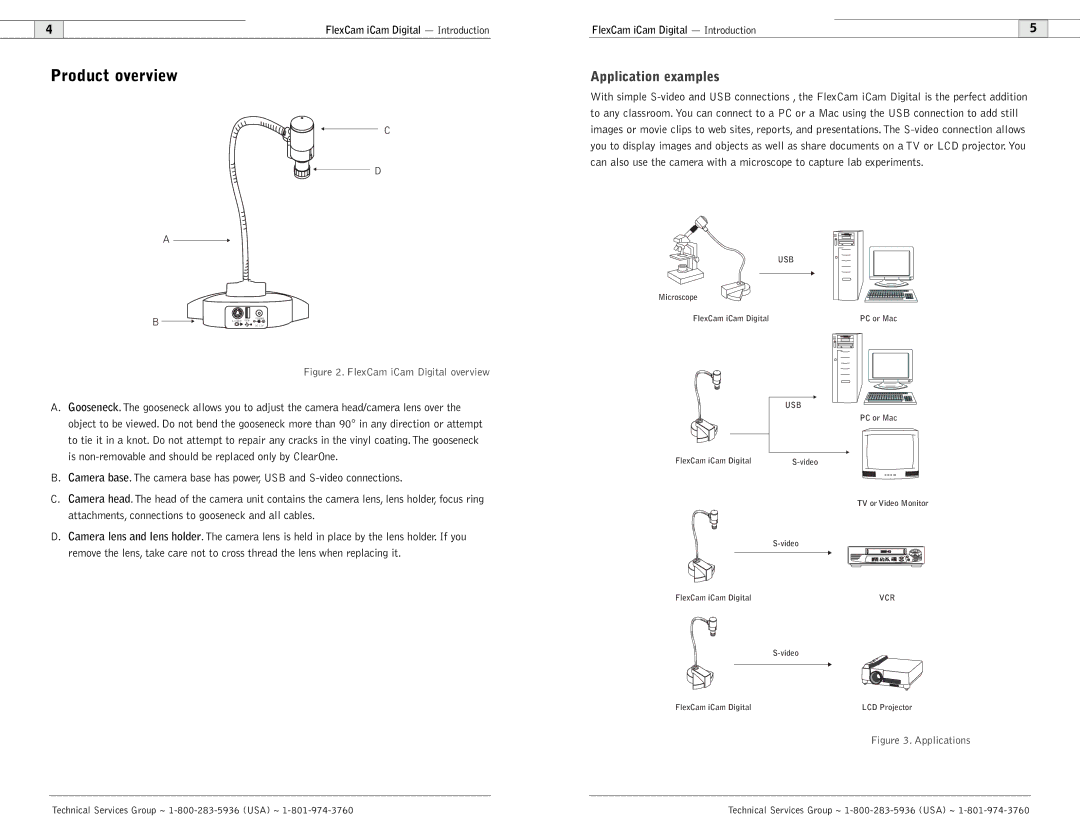 ClearOne comm FlexCam user manual Product overview, Application examples 