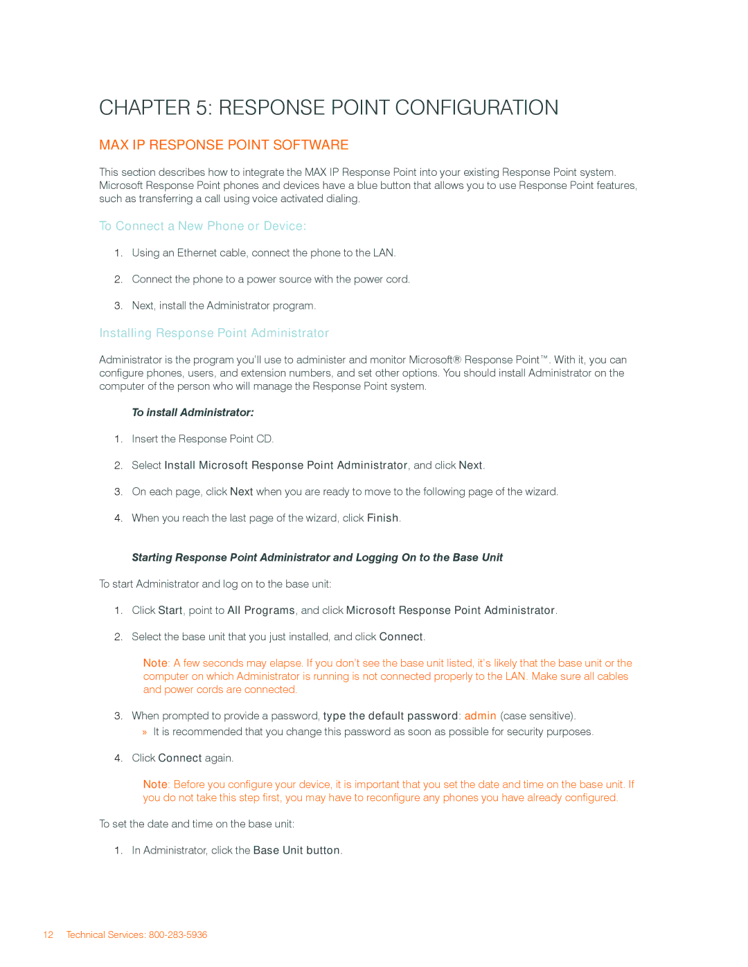 ClearOne comm manual Response Point Configuration, MAX IP Response Point software, To Connect a New Phone or Device 