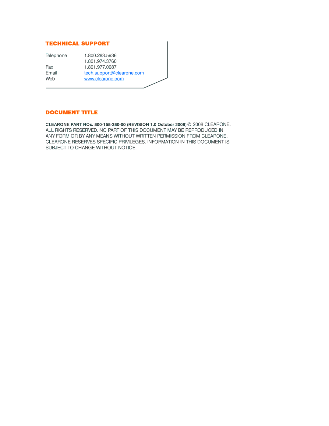 ClearOne comm IP Response Point manual Technical Support 