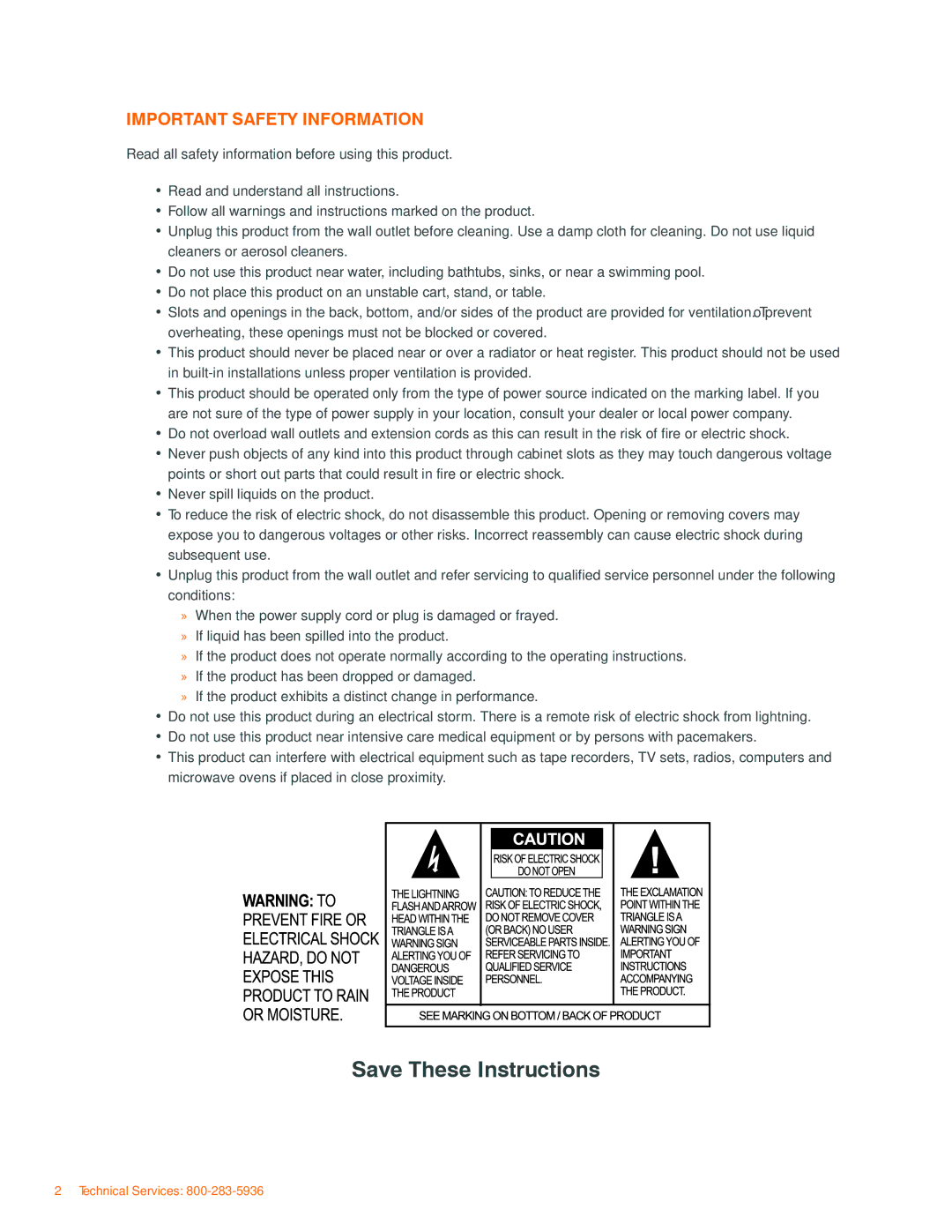 ClearOne comm IP Response Point manual Important safety information 