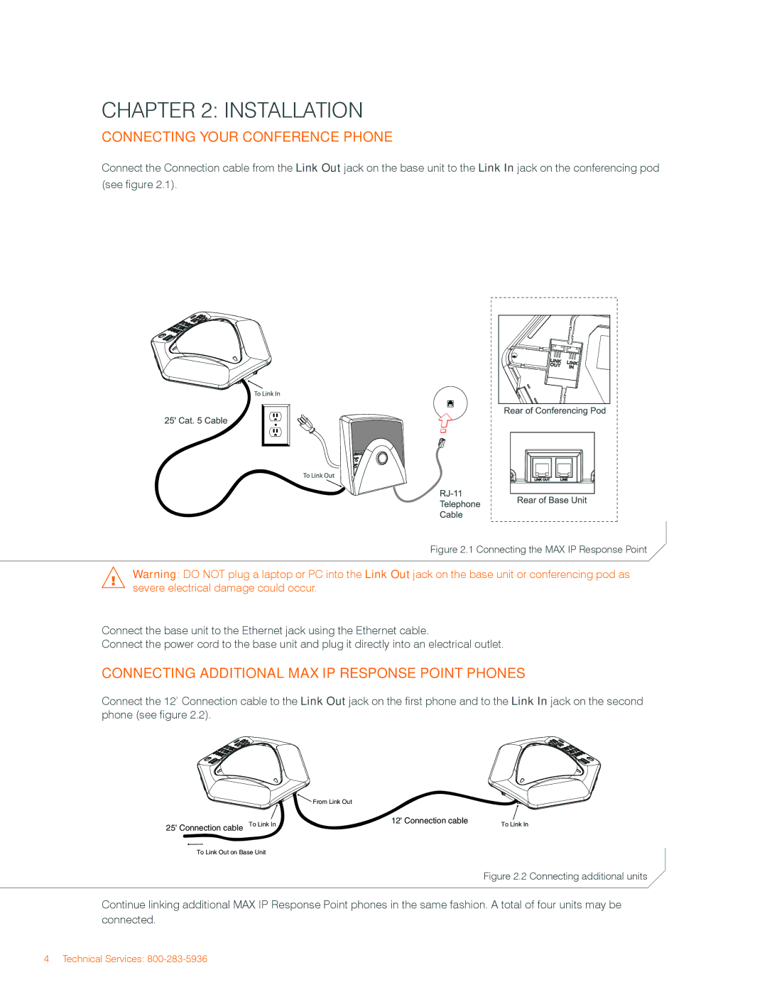 ClearOne comm IP Response Point manual Installation, Connecting your conference phone 