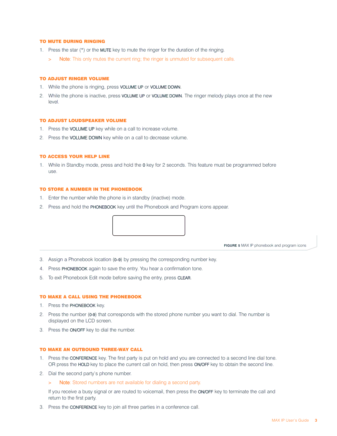 ClearOne comm MAX IP manual To Mute During Ringing, To Adjust Ringer Volume, To Adjust Loudspeaker Volume 