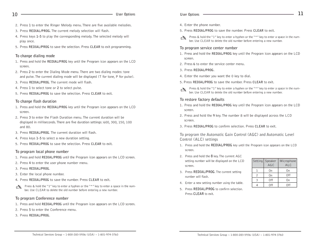 ClearOne comm Max Wireless operation manual To change dialing mode, To change flash duration, To program local phone number 