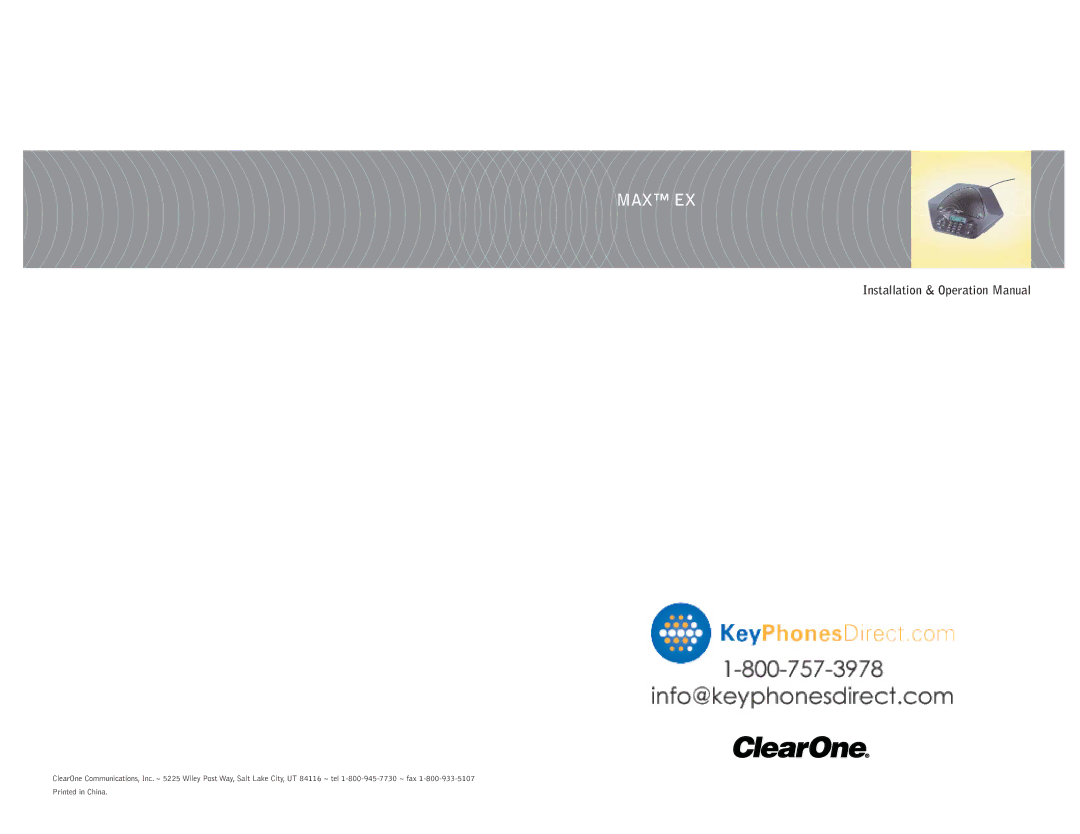 ClearOne comm MAXTM EX Telephone operation manual Max Ex 