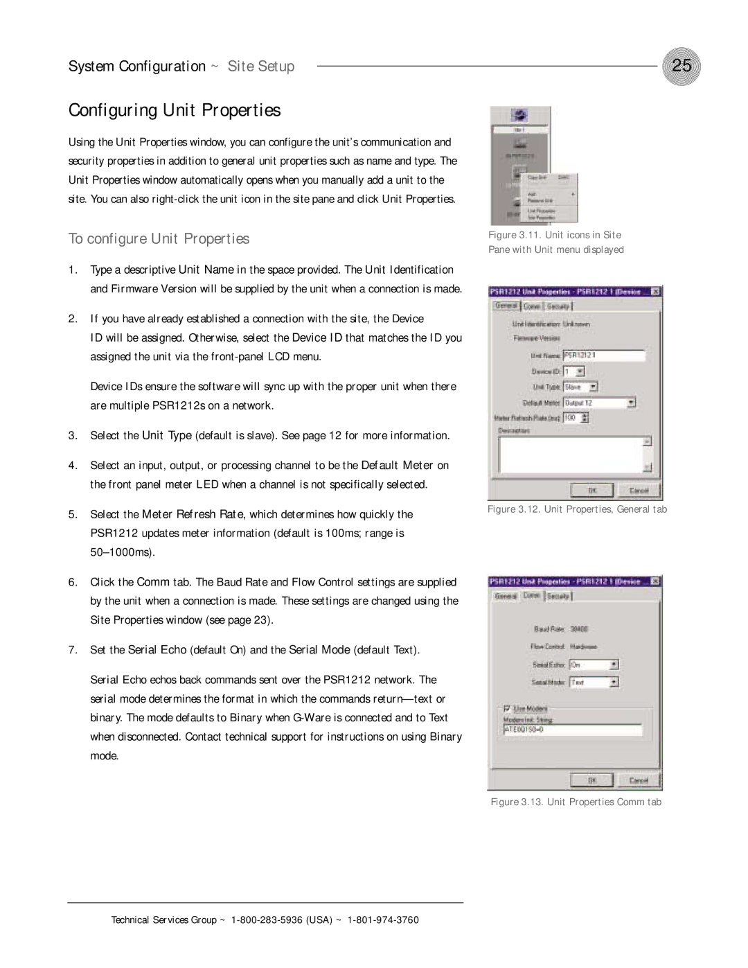 ClearOne comm PSR1212 operation manual Configuring Unit Properties, To configure Unit Properties 