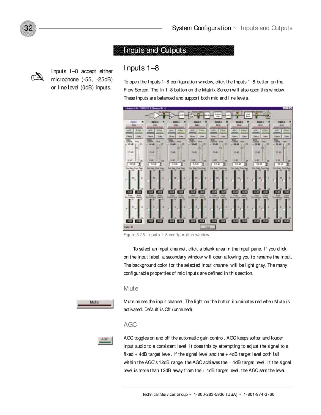 ClearOne comm PSR1212 operation manual Inputs and Outputs 