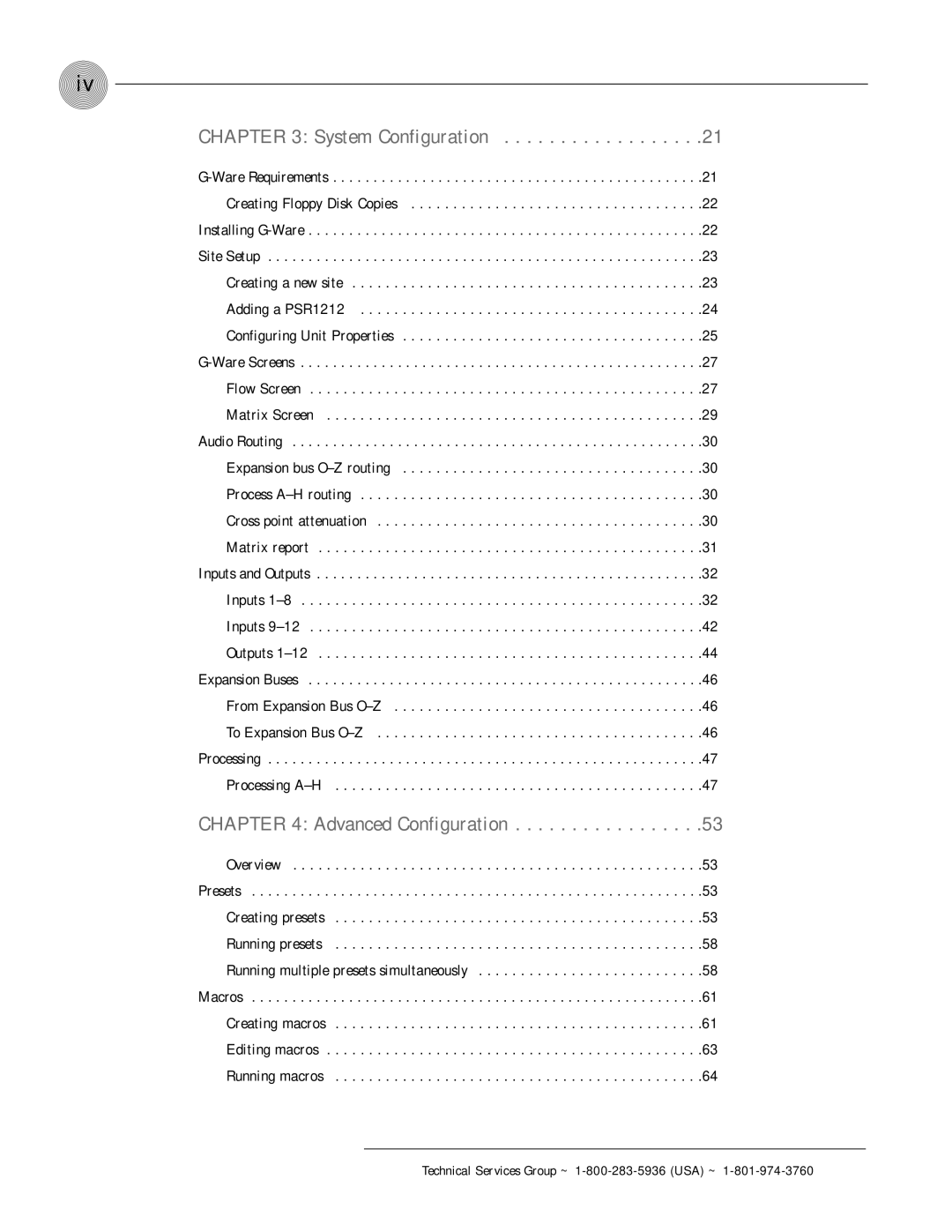 ClearOne comm PSR1212 operation manual Advanced Configuration, System Configuration 