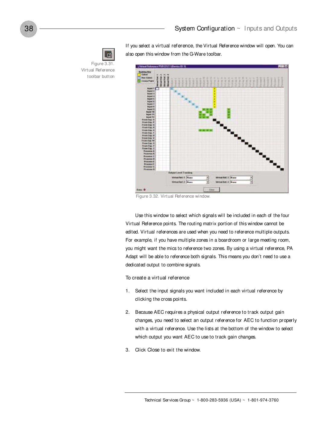 ClearOne comm PSR1212 operation manual To create a virtual reference, Click Close to exit the window 