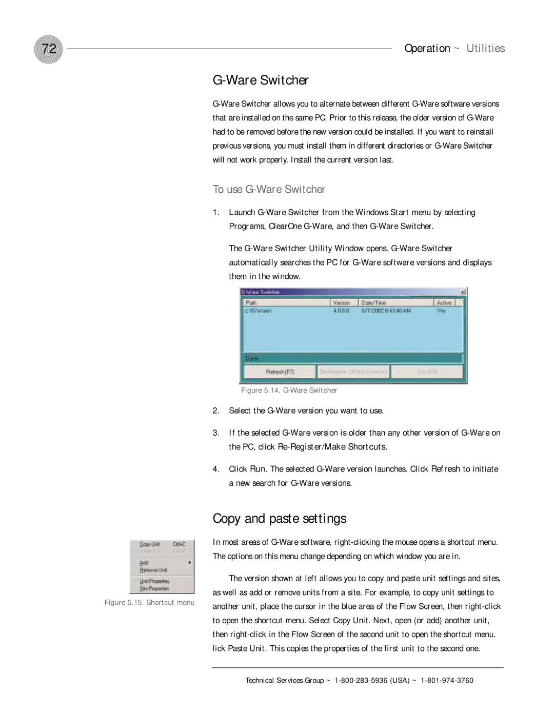 ClearOne comm PSR1212 operation manual Copy and paste settings, To use G-Ware Switcher 