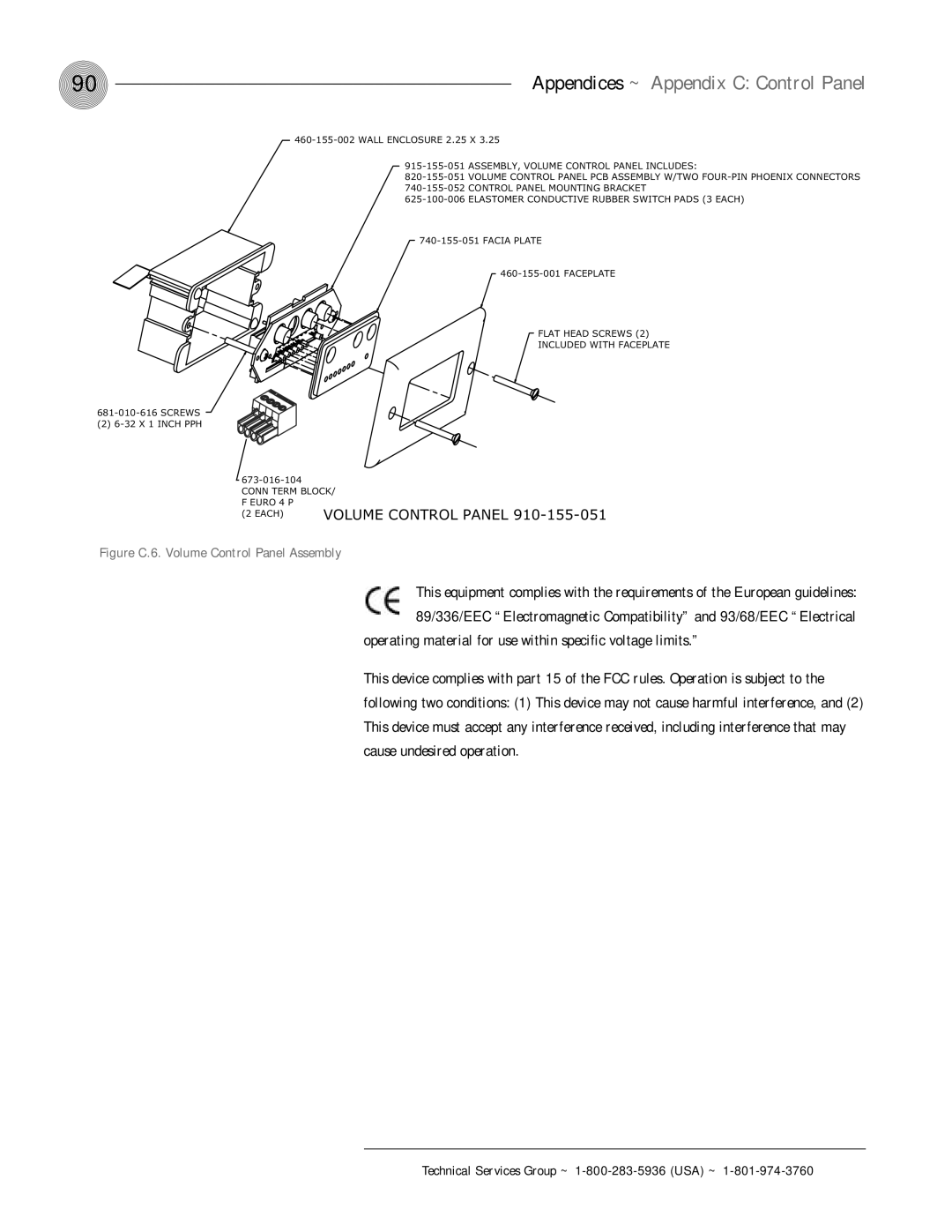 ClearOne comm PSR1212 operation manual Figure C.6. Volume Control Panel Assembly 