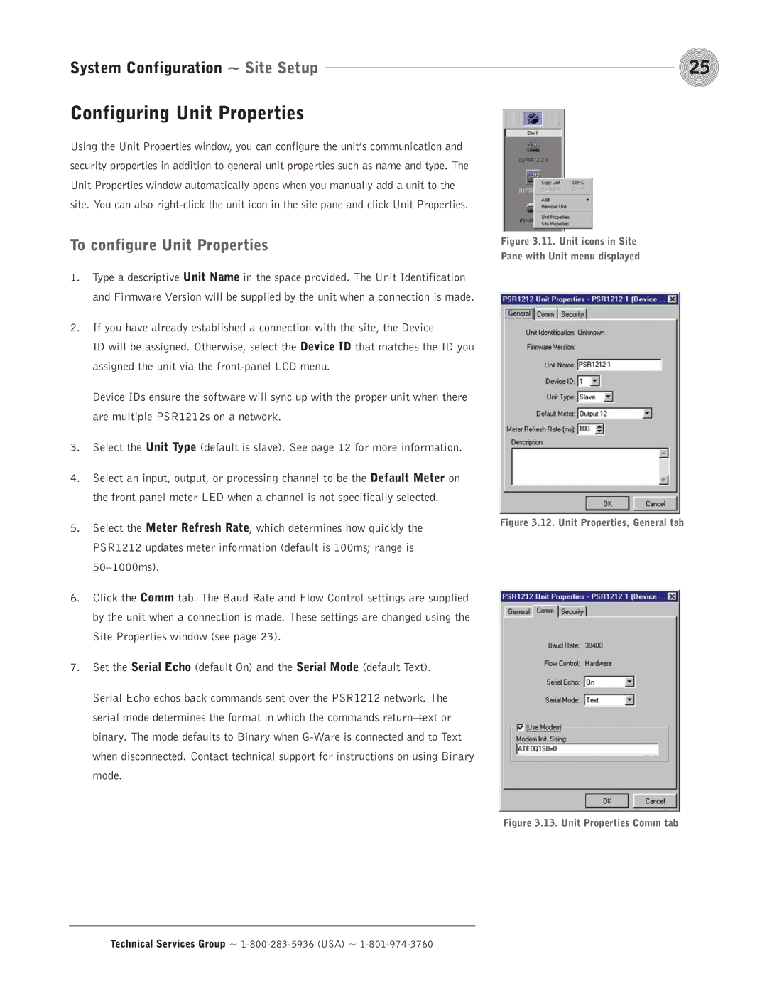 ClearOne comm PSR1212 operation manual Configuring Unit Properties, To configure Unit Properties 