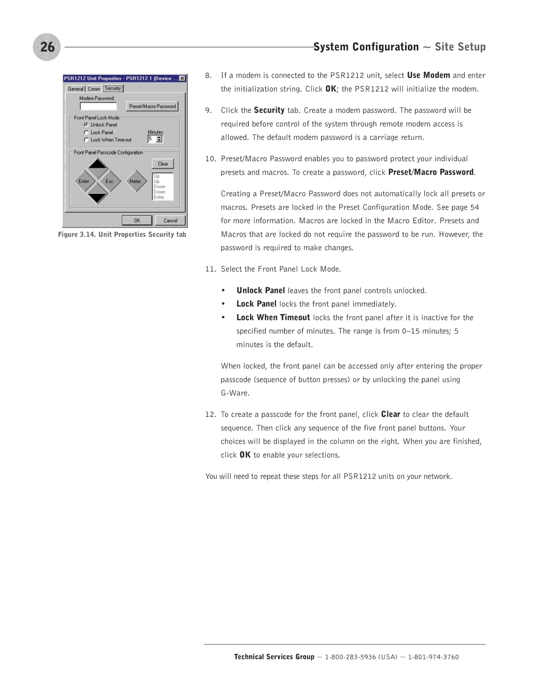 ClearOne comm PSR1212 operation manual System Configuration ~ Site Setup 