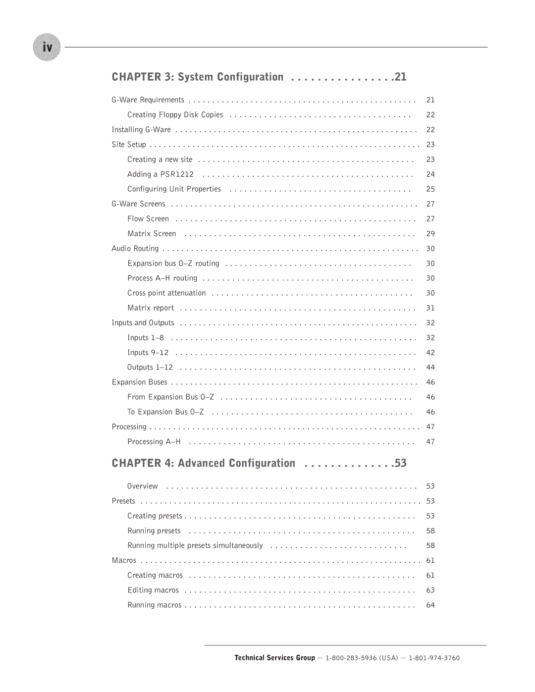 ClearOne comm PSR1212 operation manual System Configuration, Advanced Configuration 