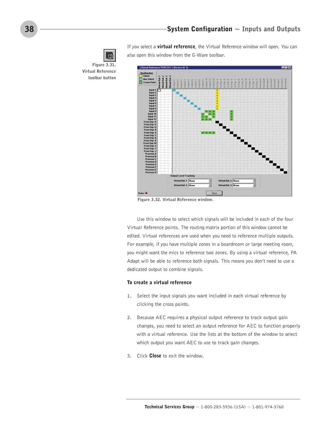 ClearOne comm PSR1212 operation manual To create a virtual reference, Click Close to exit the window 