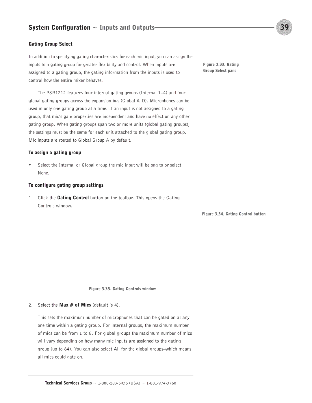 ClearOne comm PSR1212 operation manual Gating Group Select, To assign a gating group, To configure gating group settings 